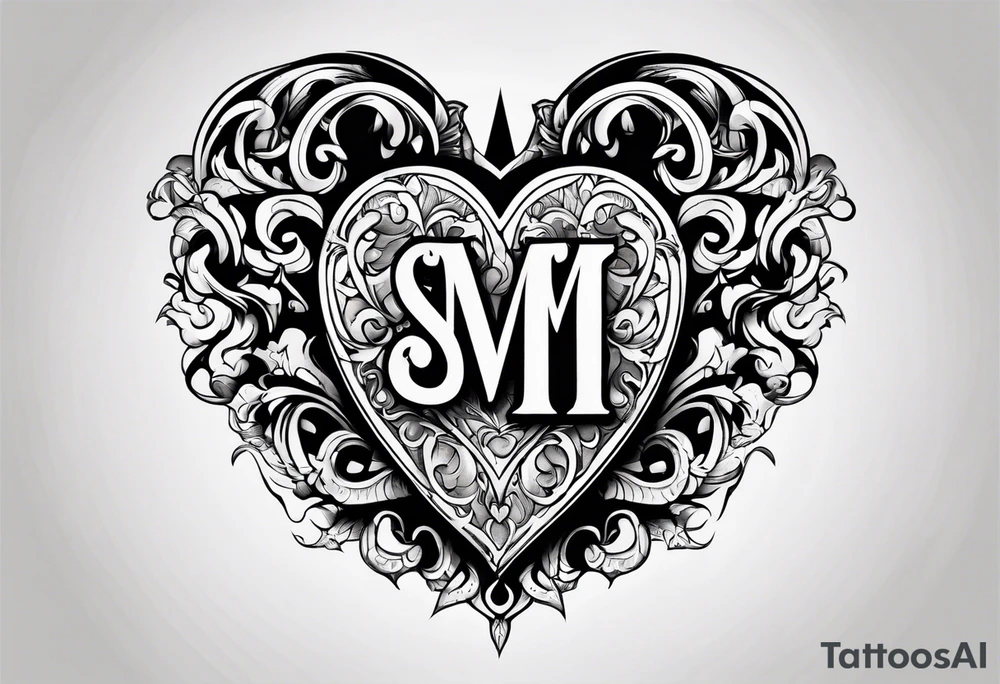 Heart with the letters s and m tattoo idea