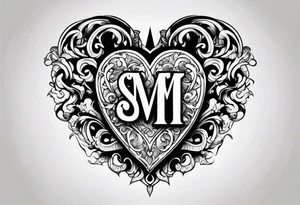 Heart with the letters s and m tattoo idea