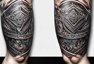 leg armor tattoo idea
