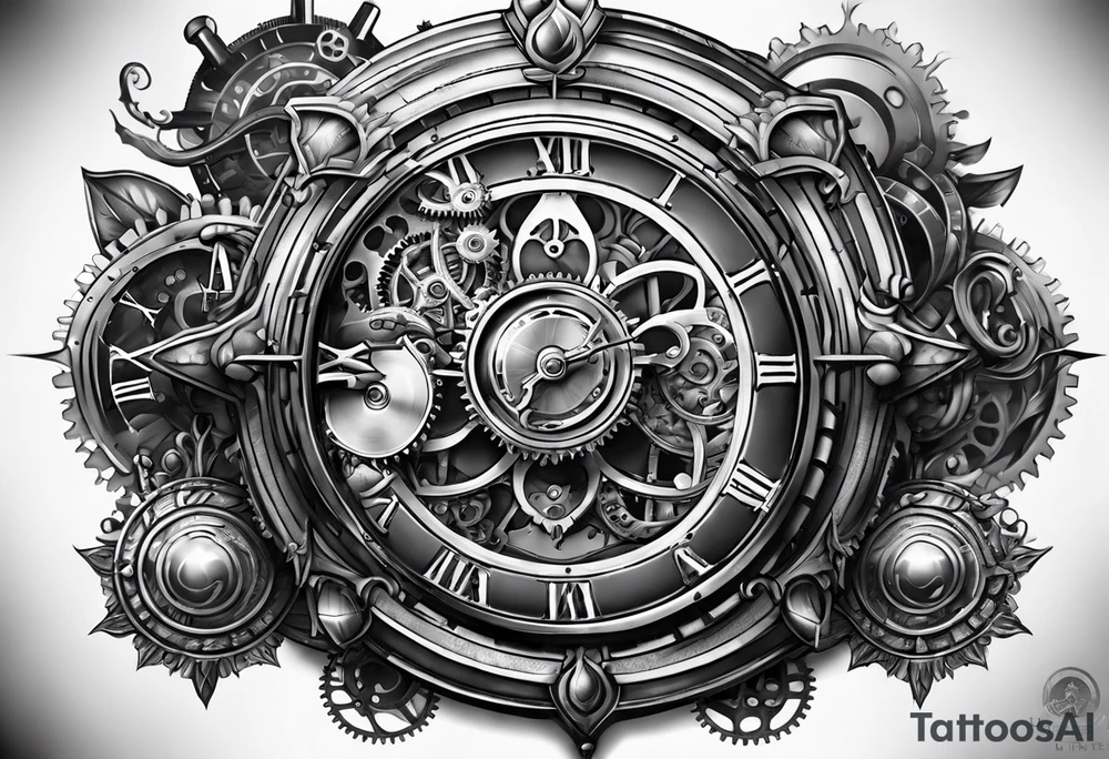 Steampunk clockwork tattoo idea