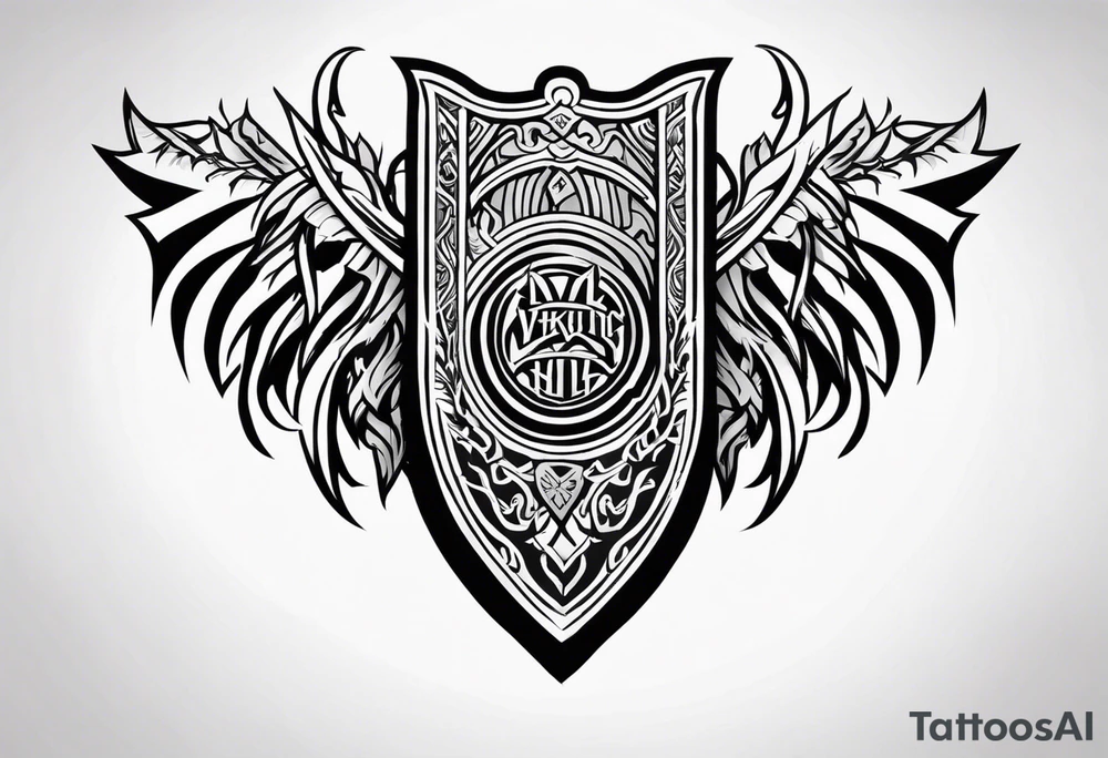 Valhalla viking gods shield hatchet sword tattoo idea