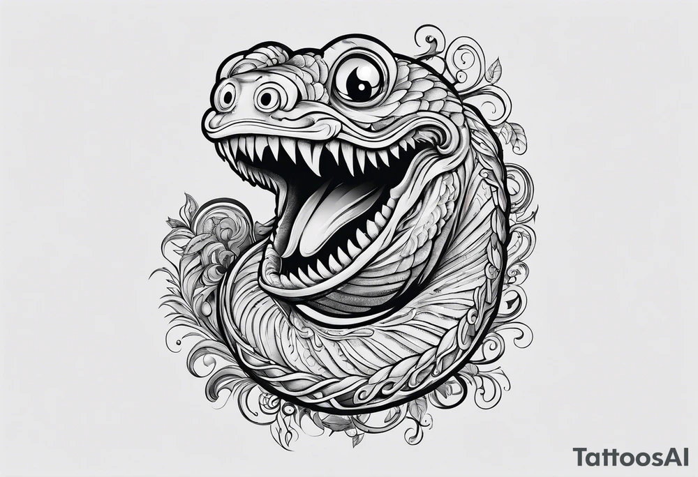 long worm with smile tattoo idea