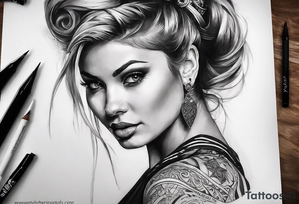 Череп в мантии. Красные глаза, в руках бусы tattoo idea