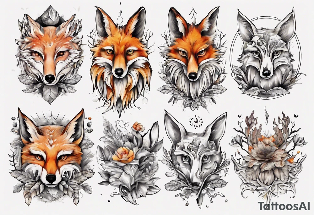 sonne, eule  wald, fuchs 
baum, sapere aude, Wasser, fisch tattoo idea