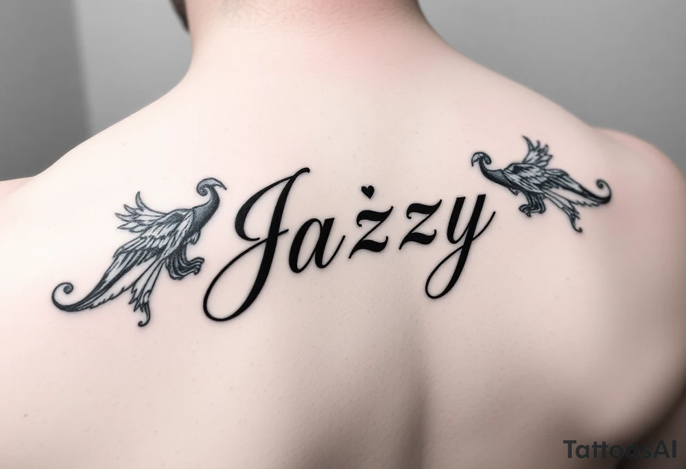 upper shooulder - Remembrance of a deceased best friend with the name Jazy incorporated tattoo idea