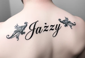 upper shooulder - Remembrance of a deceased best friend with the name Jazy incorporated tattoo idea