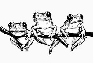 3 frogs on a branch tattoo idea