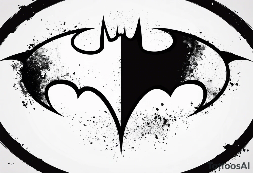 batman symbol grunge tattoo idea