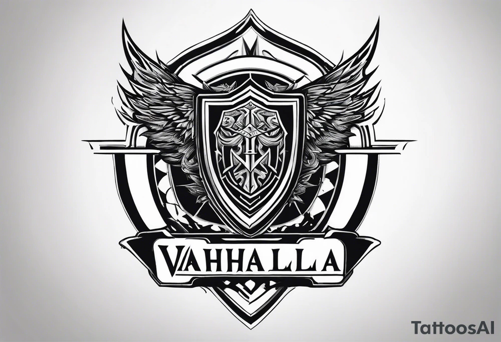 Valhalla sword shield lightning tattoo idea