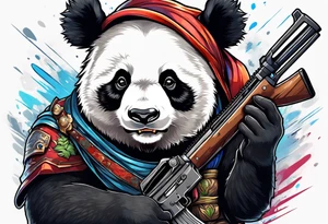 Combat Panda with riffle tattoo idea