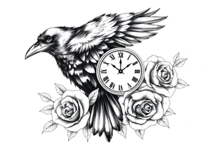 raven,roses,clock. tattoo idea