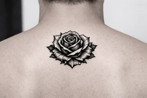 Red rose, no stem, leaves , American traditional style tattoo idea