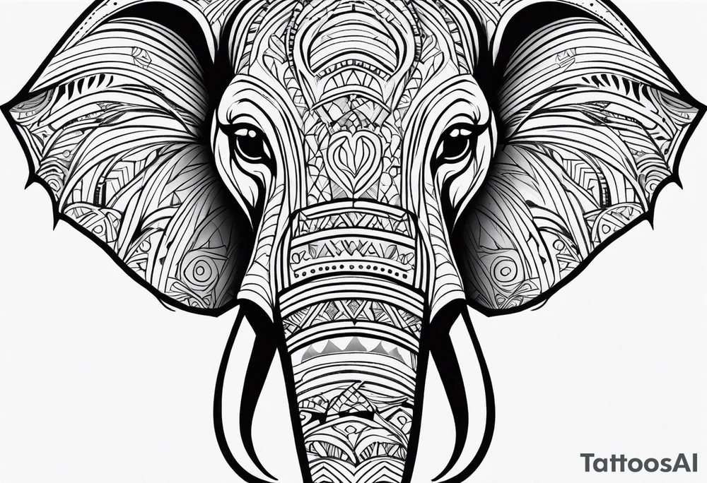 Tribal elephant face with patterns tattoo idea
