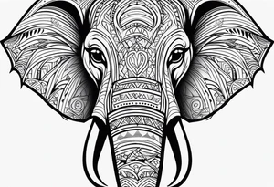 Tribal elephant face with patterns tattoo idea