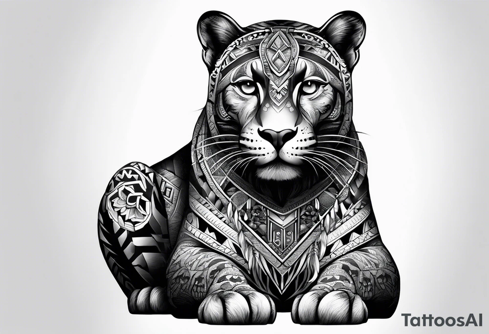 aztec black jaguar sitting tattoo idea
