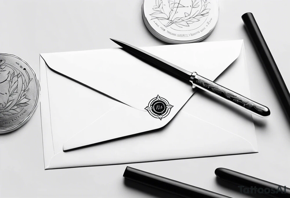 envelope with wax stamp with letter opener on top tattoo idea