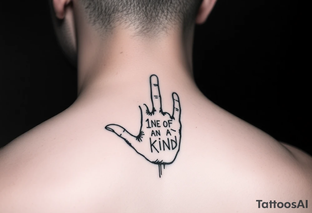 Finger Print That Says 1NE OF A KIND in the middle tattoo idea