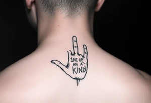 Finger Print That Says 1NE OF A KIND in the middle tattoo idea