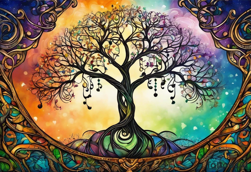 DNA helix embedded into the tree of life. The tree being a willow tree. tattoo idea