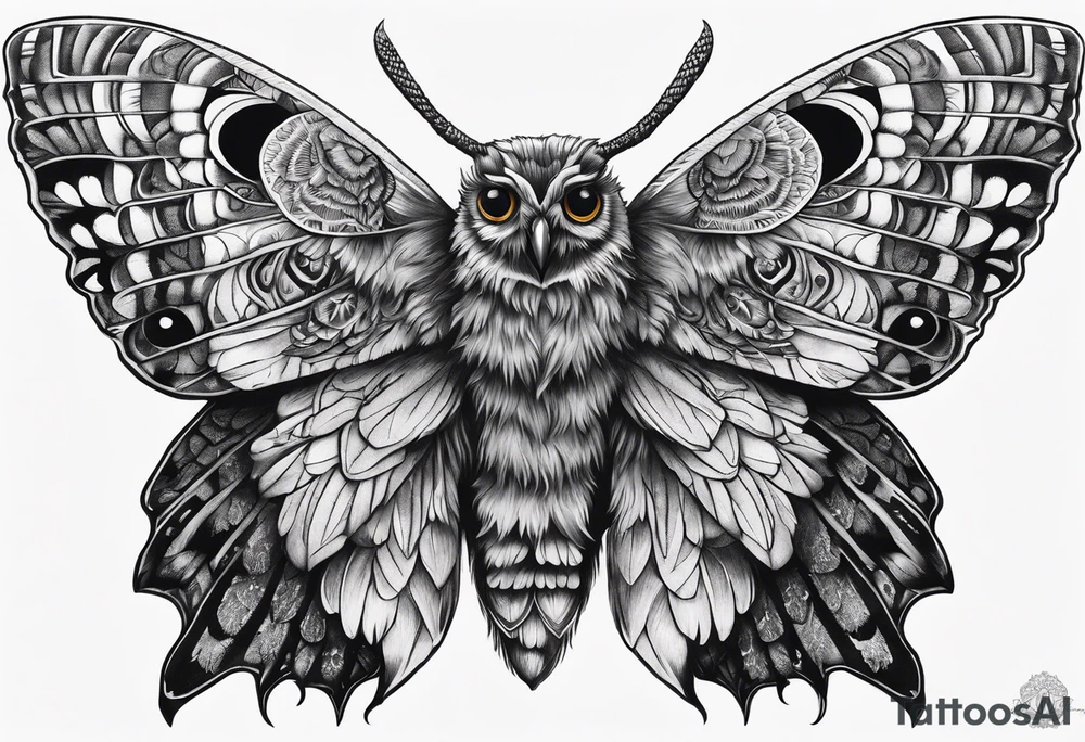 Dead head moth with owl eyes tattoo idea