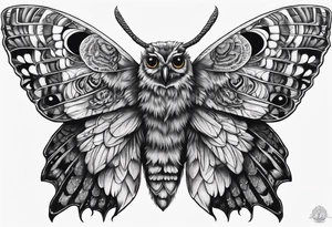 Dead head moth with owl eyes tattoo idea