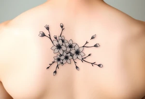 delicate cherry blossoms swirling in spring breeze with petals tattoo idea