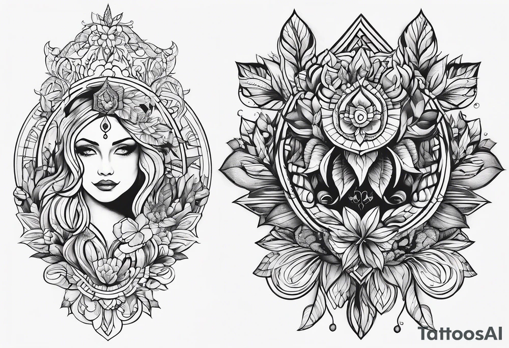 nature made of simple lines tattoo idea