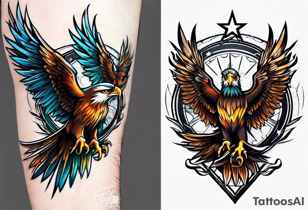 Star hawk tattoo idea