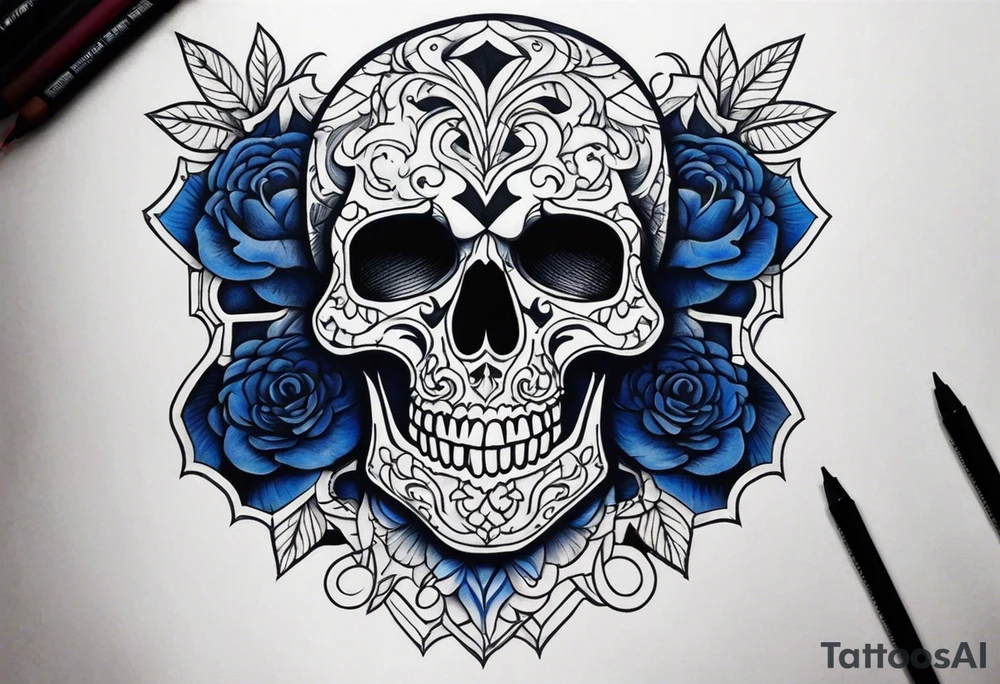 Coverup navy theme skull tattoo idea