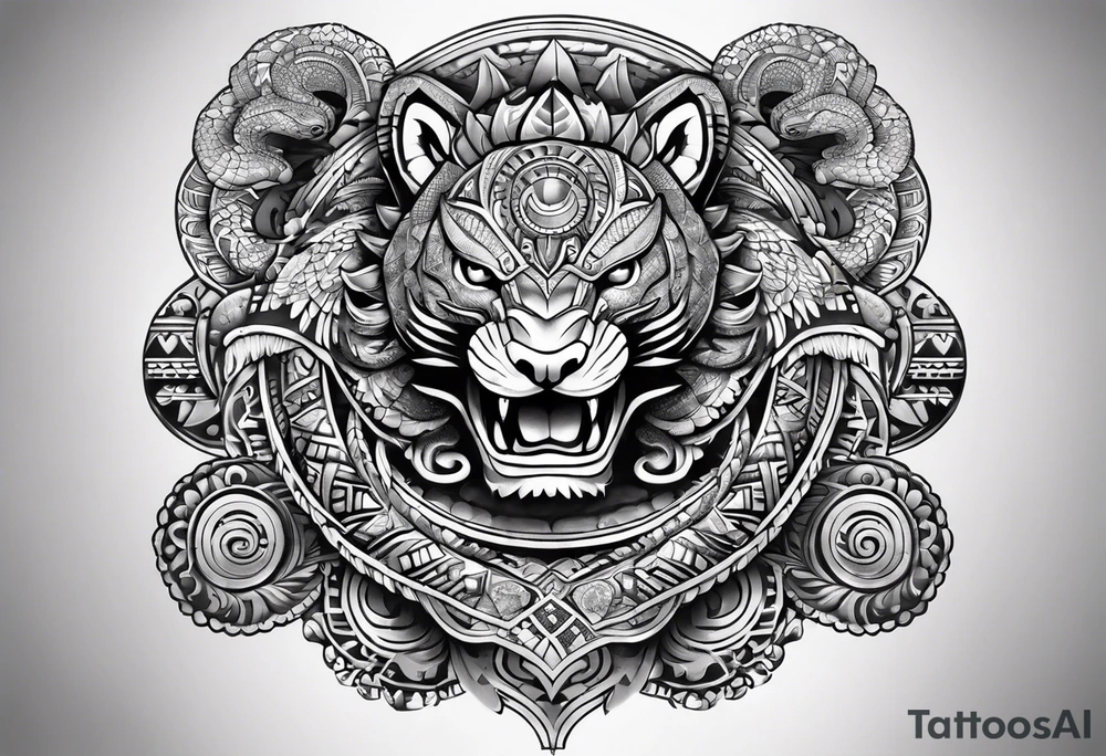 aztec snake sleeve tattoo idea