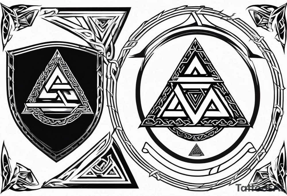 Valhalla shield sword valknut fire chains valknut tattoo idea Valhalla shield sword valknut fire chains valknut tattoo idea