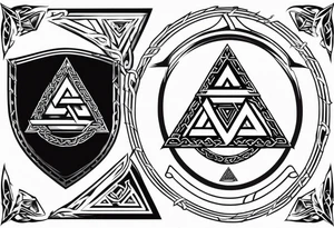 Valhalla shield sword valknut fire chains valknut tattoo idea