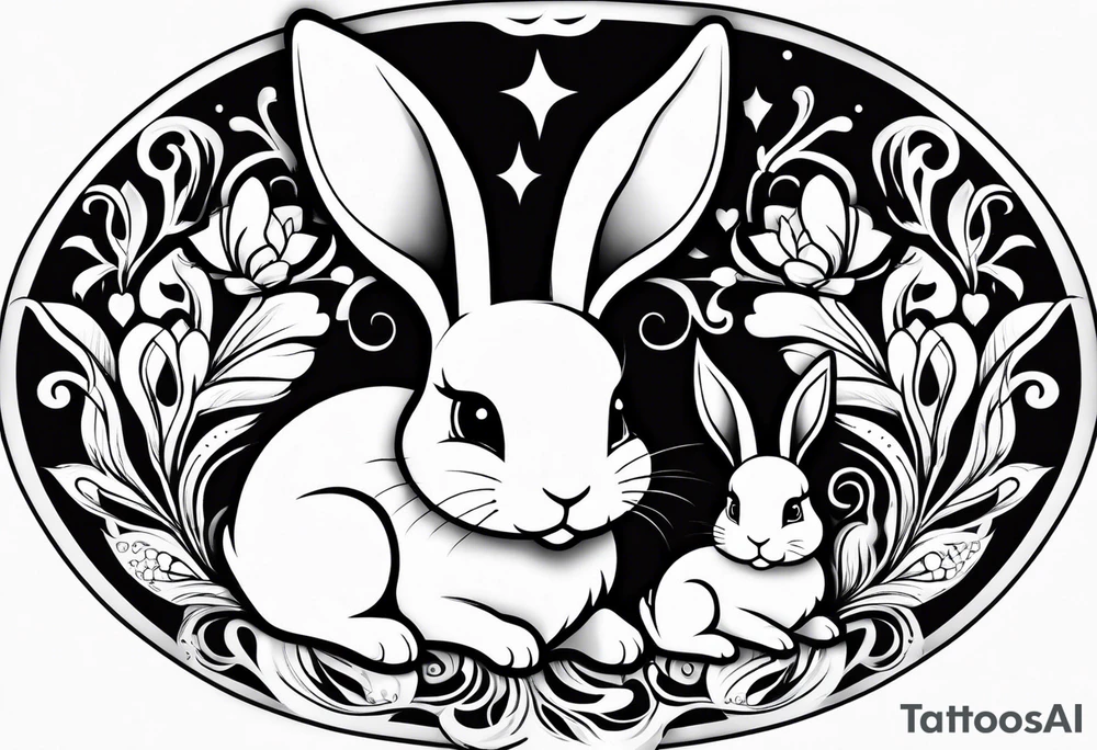 Mum and baby bunny tattoo idea