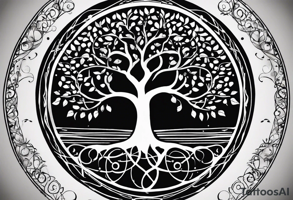 A Tree of Life in a circular design. The Dates 12.02.1985 and 21.02.1987 should be part of the tattoo, too. tattoo idea