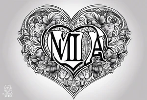 The word Mia inside a heart tattoo idea