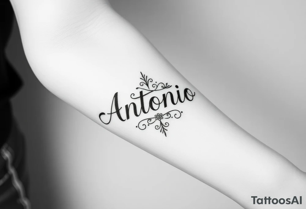 Make me a tattoo design with my husbands name Antonio stacking tattoo idea