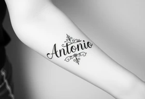Make me a tattoo design with my husbands name Antonio stacking tattoo idea