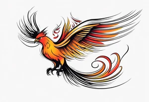 minimalist pheonix with long tail curling tattoo idea
