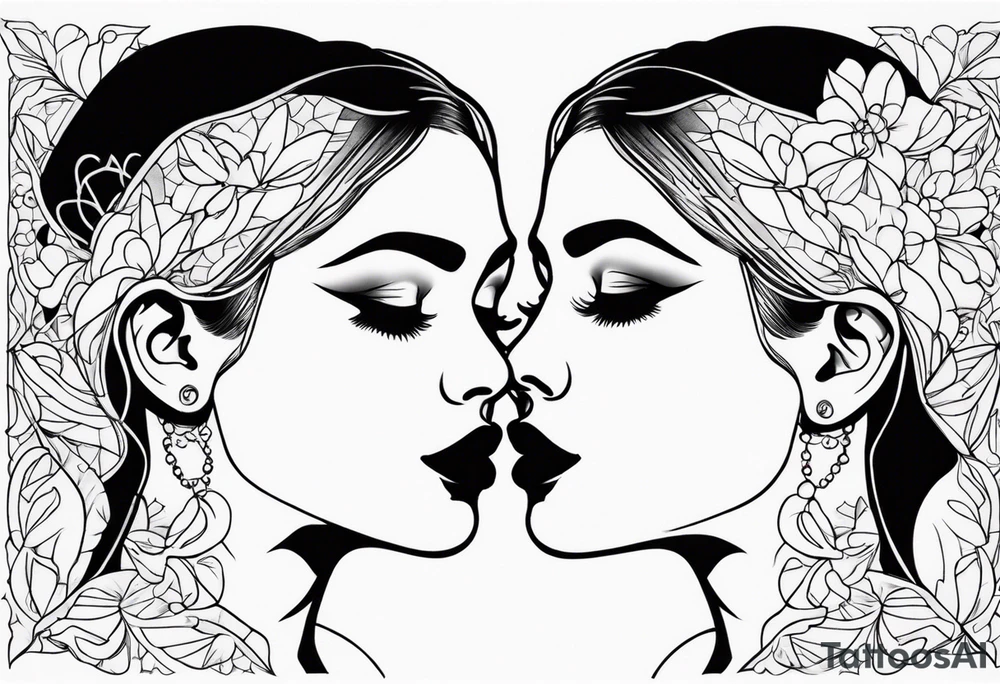 Two person kissing tattoo idea