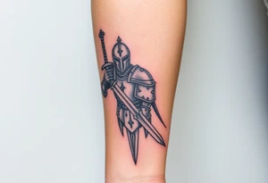 realistic
knight with sword tattoo idea