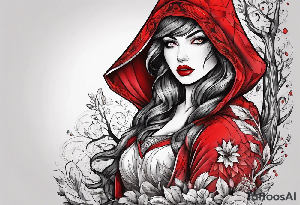 Red riding hood full thigh tattoo tattoo idea