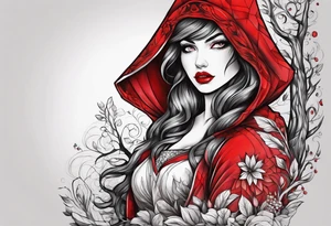 Red riding hood full thigh tattoo tattoo idea