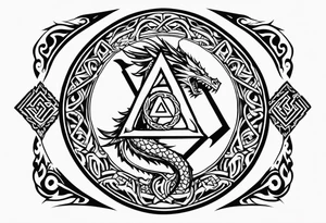 Sword shield dragon Valhalla valknut tattoo idea