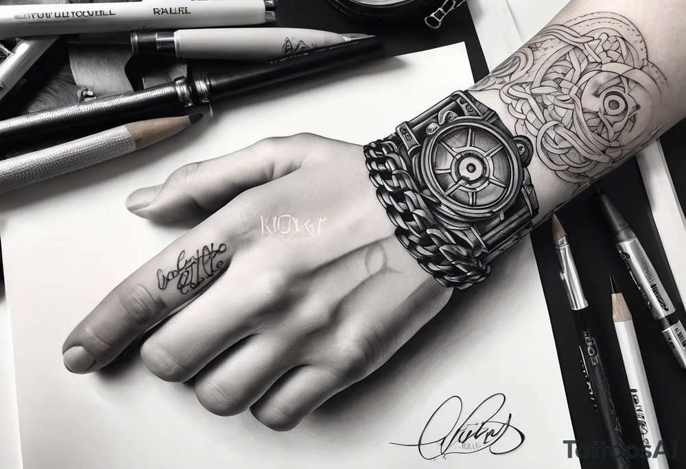 bicycle chain around wrist tattoo idea
