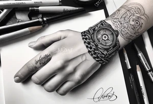 bicycle chain around wrist tattoo idea