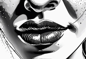 lips dripping wet, full view tattoo idea