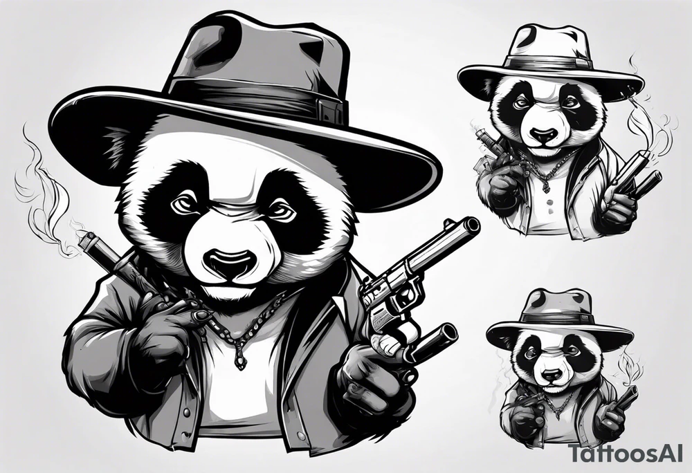 gangster panda angry

smoking with a gun wearing hat tattoo idea