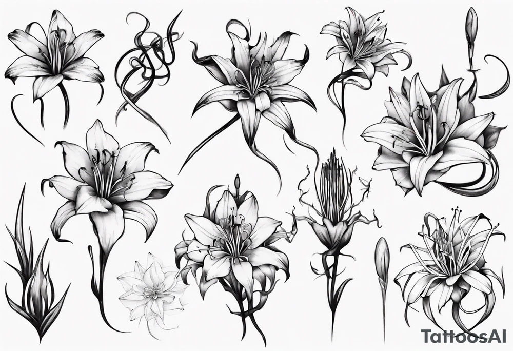 Snake,red  spider lily tattoo idea