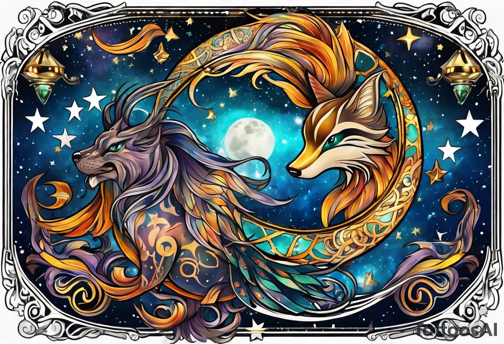 Stars t galaxy tattoo yo ho with my zodiac sign Pisces that can wrap around to the front of my neck tattoo idea