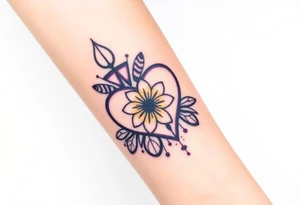 simple with Purple Hearts with yellow daisy. tattoo idea